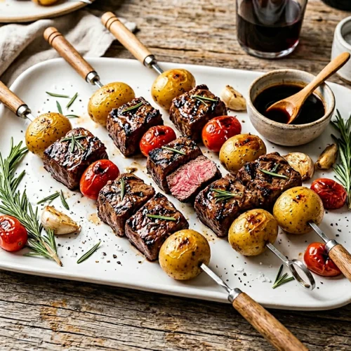 Rosemary Garlic Steak Kebabs