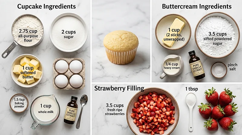 Strawberry Almond Cupcakes