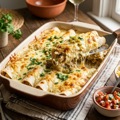White Chicken Enchiladas with Creamy White Sauce 5 White Chicken Enchiladas with Creamy White Sauce
