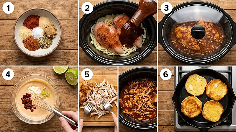 Slow Cooker BBQ Pulled Chicken Sandwiches 3 BBQ Chicken Sliders