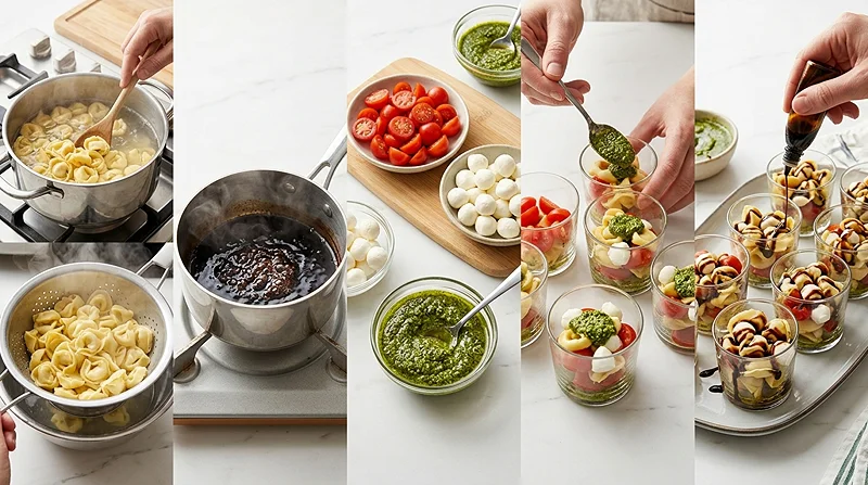 Mini Caprese Pasta Salad Cups 3 Bite-Sized Pasta Salad