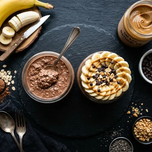 Chocolate Peanut Butter Banana Overnight Oats