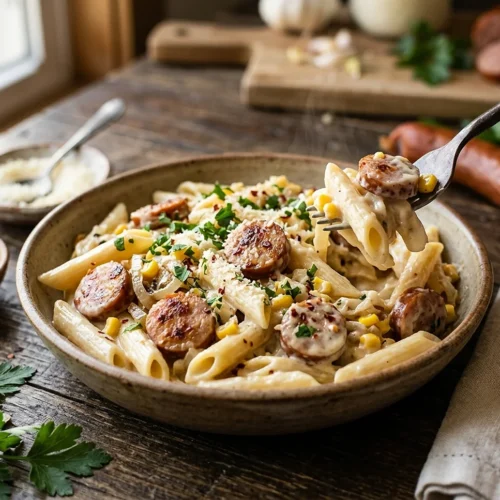 Cream Cheese Smoked Sausage Pasta
