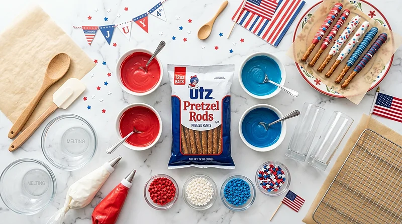 Patriotic Pretzel Rods 2 Fourth Of July Pretzel Rods