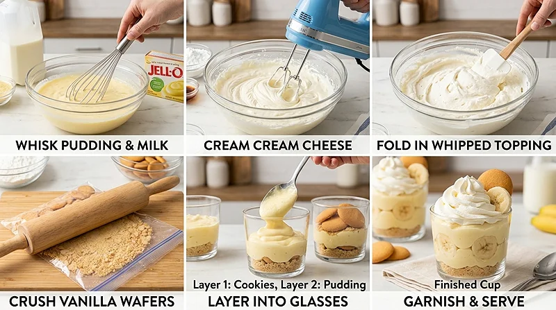 No-Bake Banana Pudding Cups 3 Layered Banana Pudding Cups
