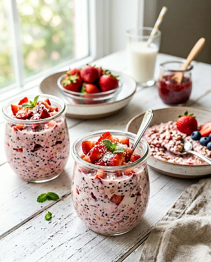 Strawberry Shortcake Overnight Oats 4 No-Cook Breakfast Oats