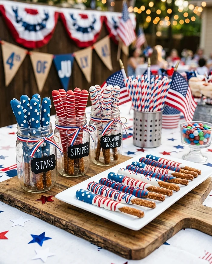 Patriotic Pretzel Rods 4 Patriotic Treats For Kids
