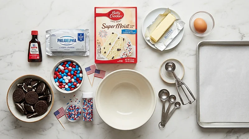 Fireworks and Cream Cookies 2 Red White And Blue Cake Mix Cookies