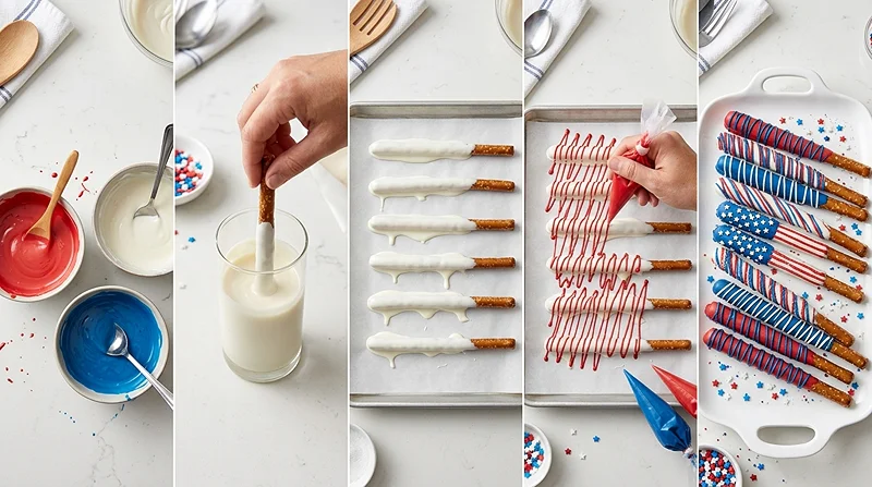 Patriotic Pretzel Rods 3 Red White Blue Pretzel Rods