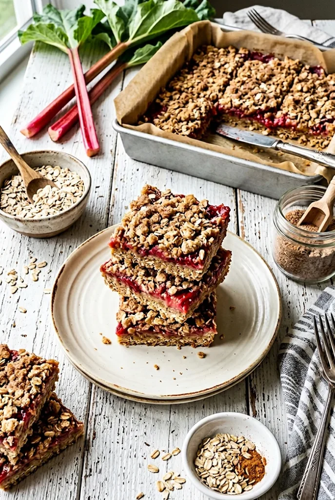 Rhubarb Oat Bars 4 Rhubarb Bars With Oatmeal Crust