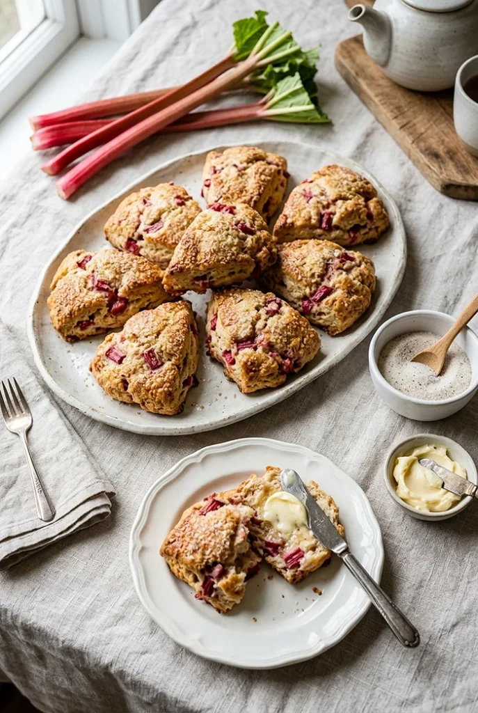 Rhubarb Scones With Lemon Glaze