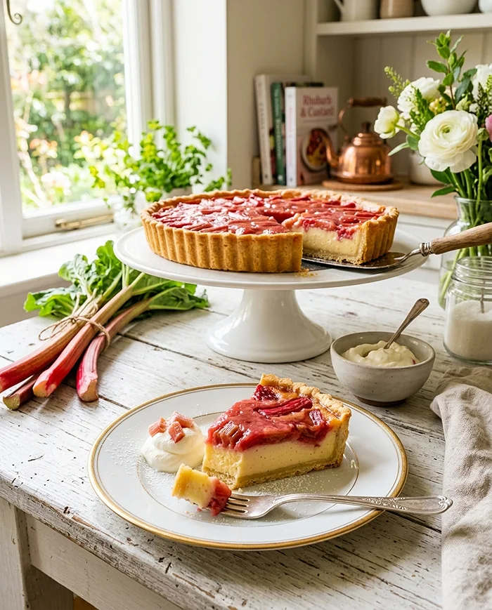 Sweet Rhubarb Custard Tart 4 Rhubarb Tart With Custard Filling