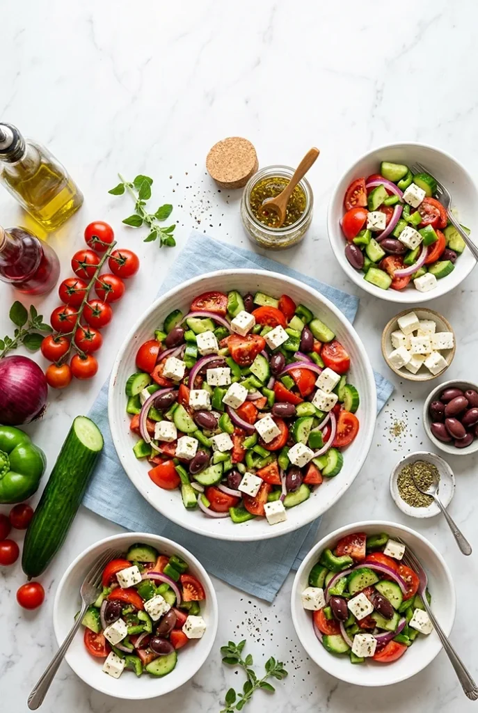 Greek Salad with Homemade Dressing 4 Simple Greek Salad with Dressing
