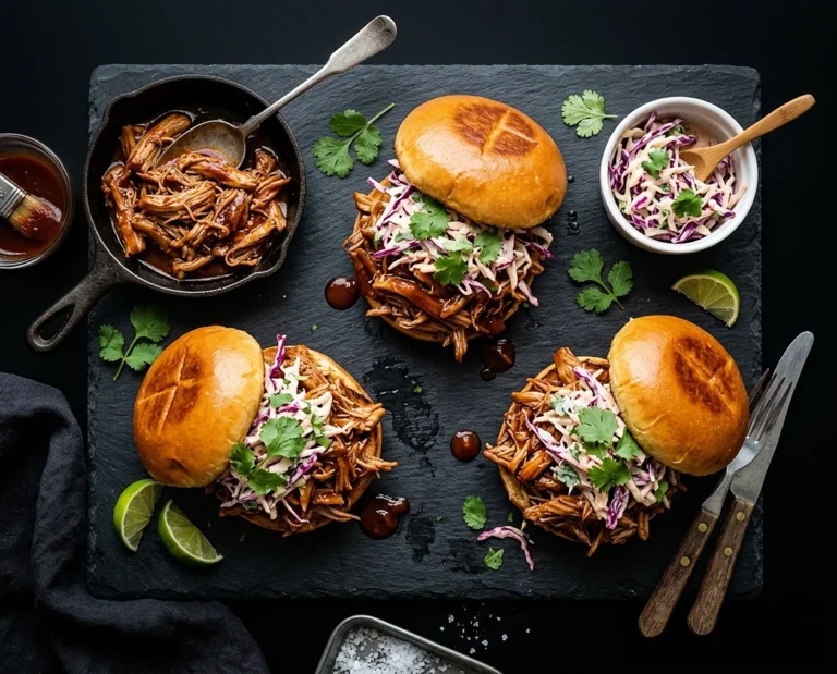 Slow Cooker BBQ Pulled Chicken Sandwiches