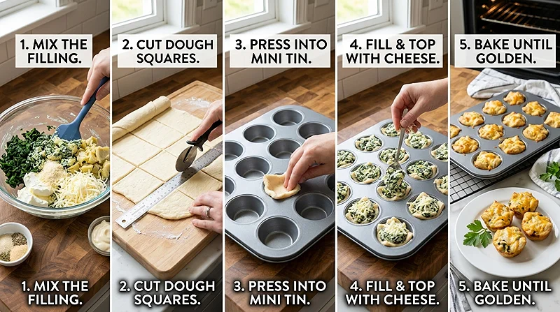 Spinach Artichoke Puff Pastry Bites