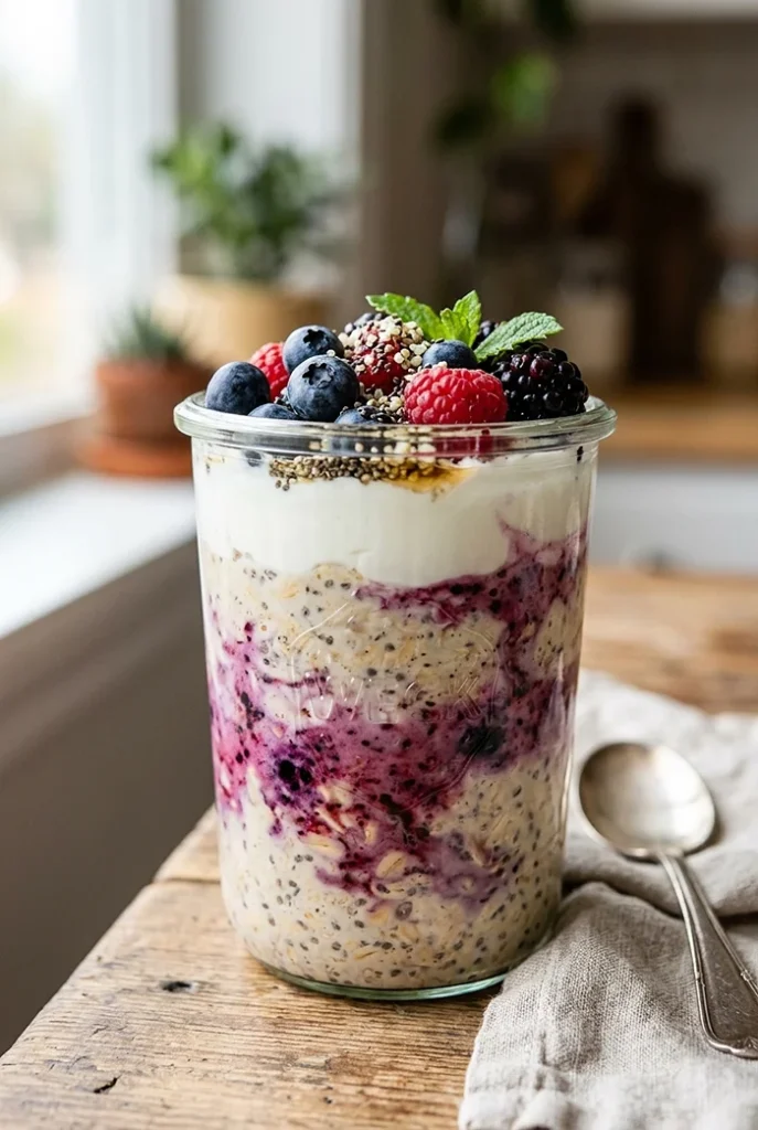 Overnight Oats with Chia and Berries 4 chia seed breakfast