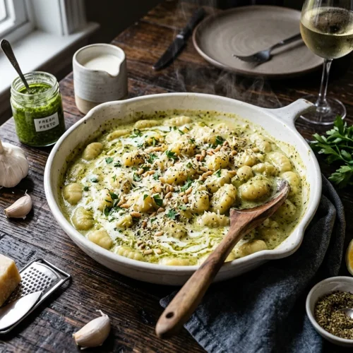 Creamy Garlic Pesto Gnocchi