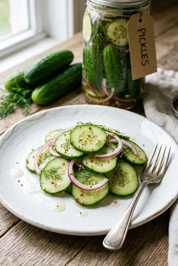 Easy Refrigerator Pickles No Cook