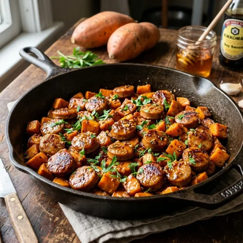Honey Garlic Sausage Sweet Potatoes 5 Honey Garlic Sausage Sweet Potatoes
