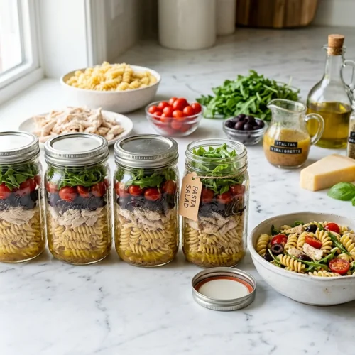 Meal Prep Pasta Salad Jars
