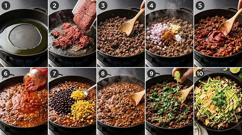 Ground Beef Taco 3 Mexican Taco Skillet