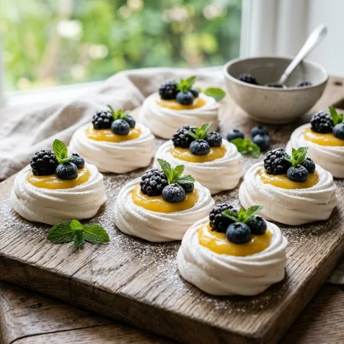 Mini Meringues with Lemon Curd