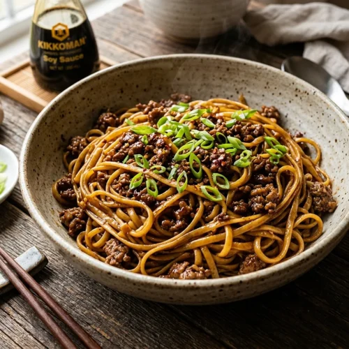 Mongolian Ground Beef Noodles