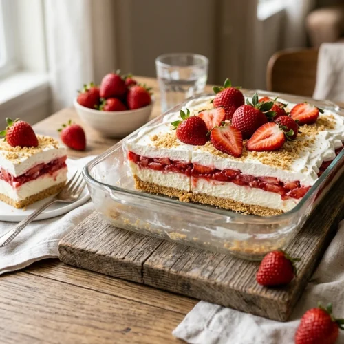 No-Bake Strawberry Lasagna