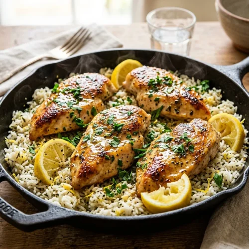 One Pan Lemon Chicken and Rice