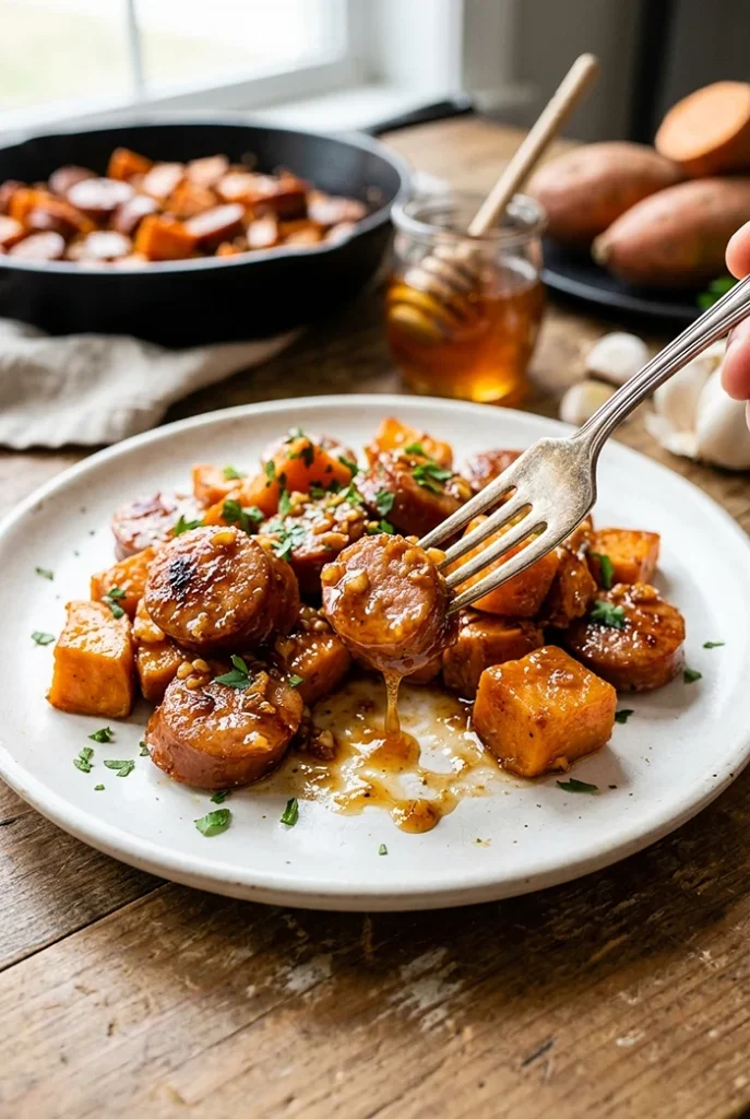 Honey Garlic Sausage Sweet Potatoes 4 Roasted Sweet Potatoes