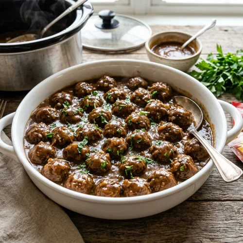 Slow Cooker Salisbury Steak Meatballs
