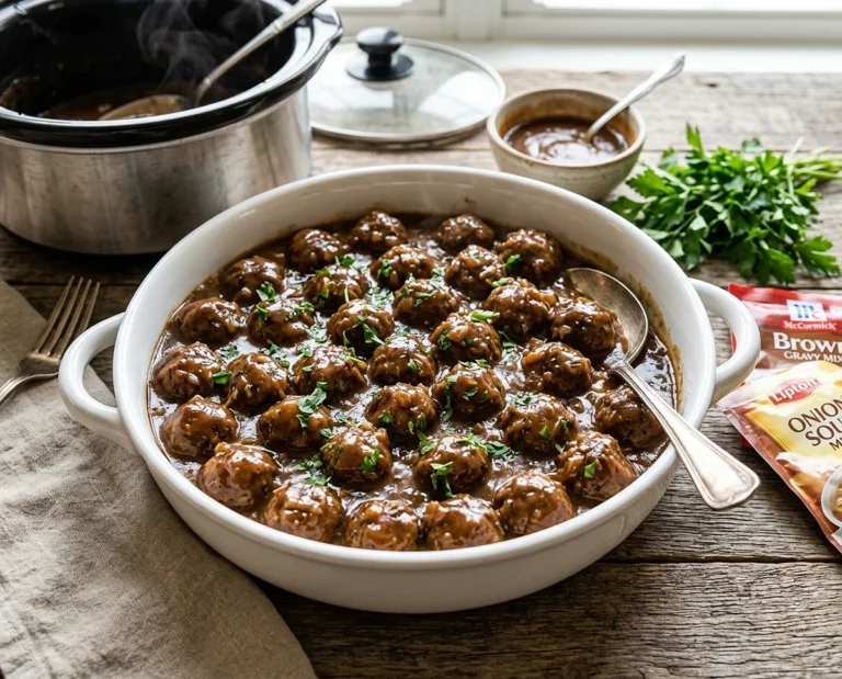 Slow Cooker Salisbury Steak Meatballs