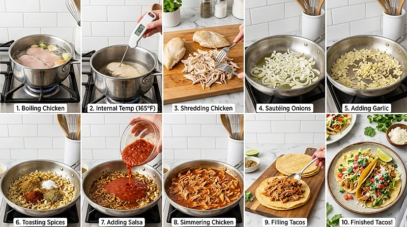 Spicy Shredded Chicken Tacos