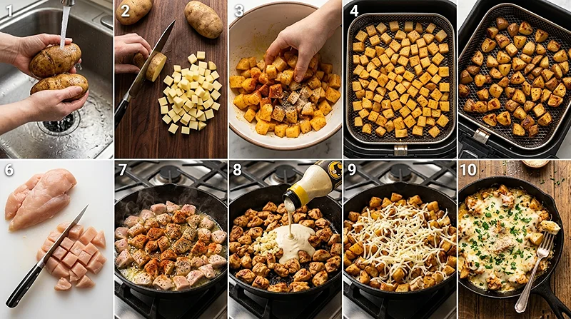 crispy chicken and potatoes