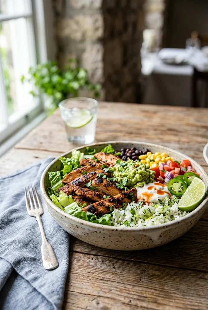 High Protein Chicken Burrito Bowl 4 easy lunch dinner