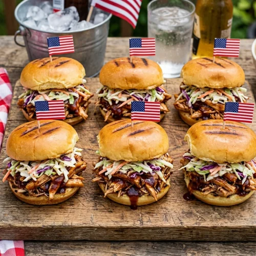 4th of July Pulled Chicken Sliders