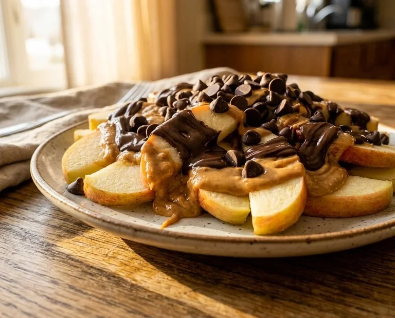 Apple Nachos with Peanut Butter and Chocolate