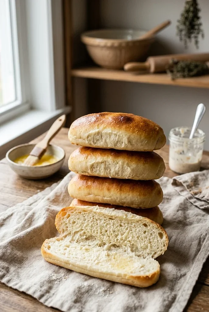 Sourdough Discard Hot Dog Buns 4 BBQ bread