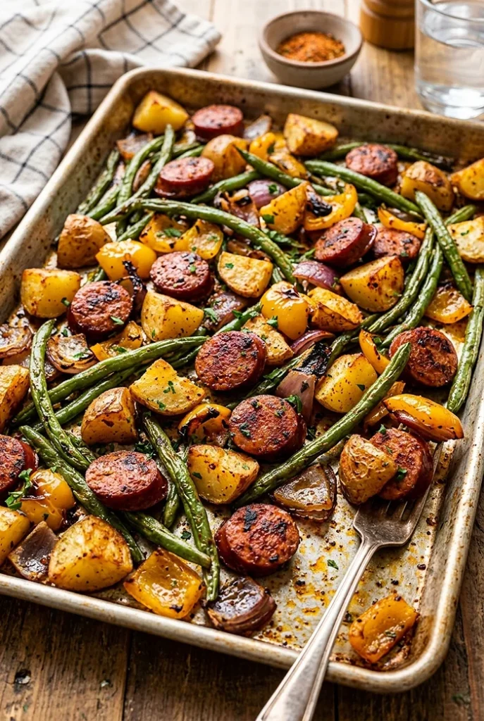 Cajun Sausage Corn Sheet Pan Bake 4 Cajun sheet pan dinner