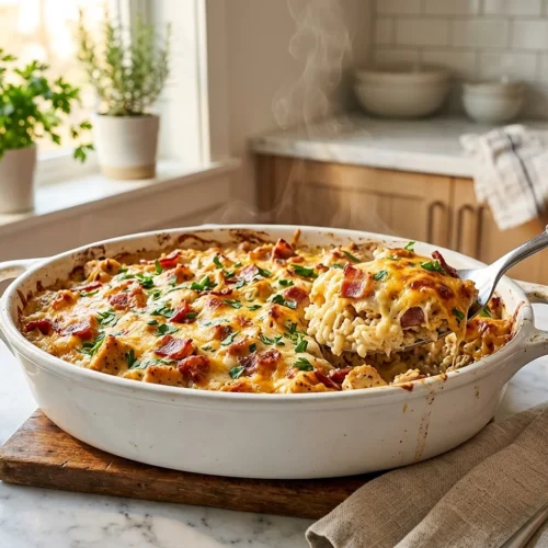 Chicken Bacon Ranch Rice Bake