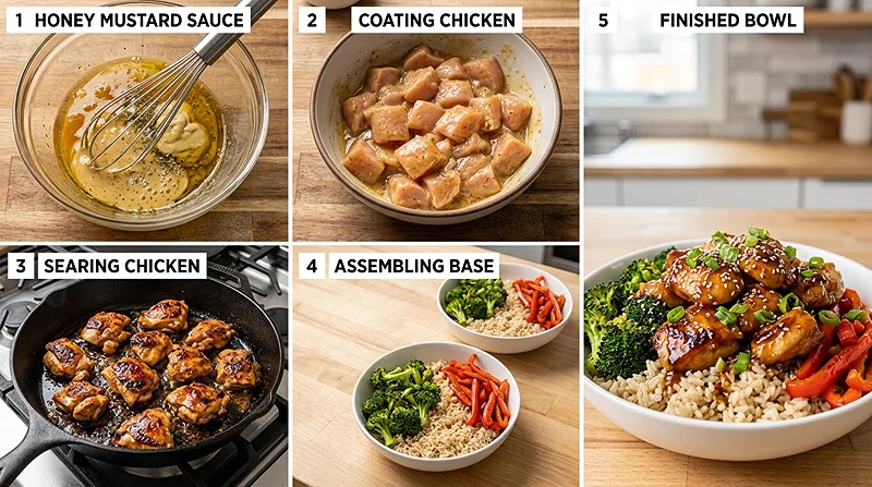 Honey Mustard Chicken Bowls 3 Chicken and Rice Bowls