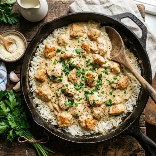 Creamy Smothered Chicken and Rice 5 Creamy Smothered Chicken and Rice