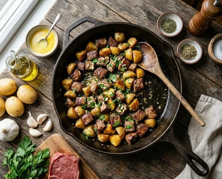 Garlic Butter Steak Bites with Potatoes