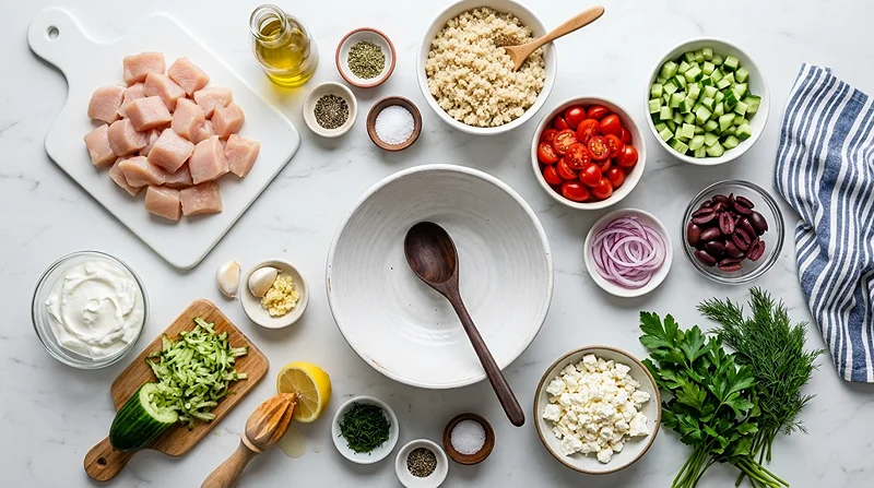 Chicken Tzatziki Protein Bowls 2 Greek chicken bowls