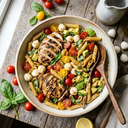 Grilled Chicken Caprese Pasta Salad
