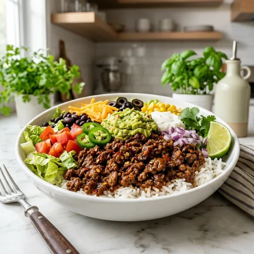 Ground Beef Taco Rice Bowls