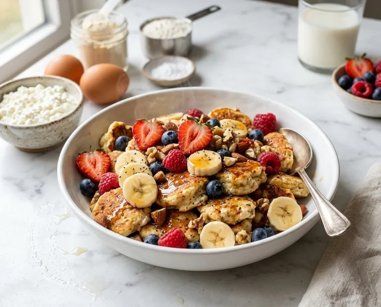 High Protein Cottage Cheese Pancake Bowl