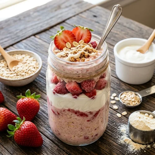 High Protein Strawberry Cheesecake Oats 5 High Protein Strawberry Cheesecake Oats