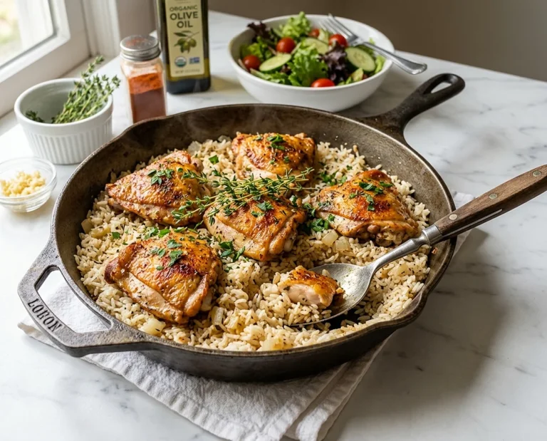 One Pan Garlic Chicken and Rice