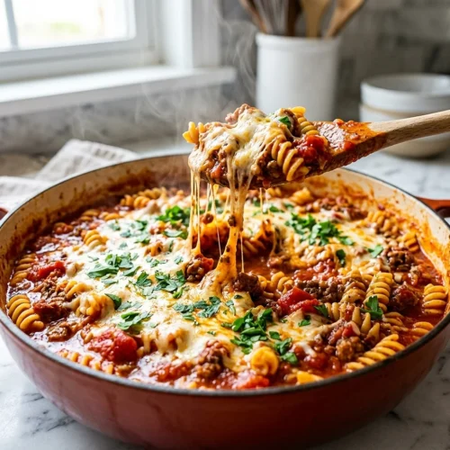 One Pot Beefy Tomato Pasta